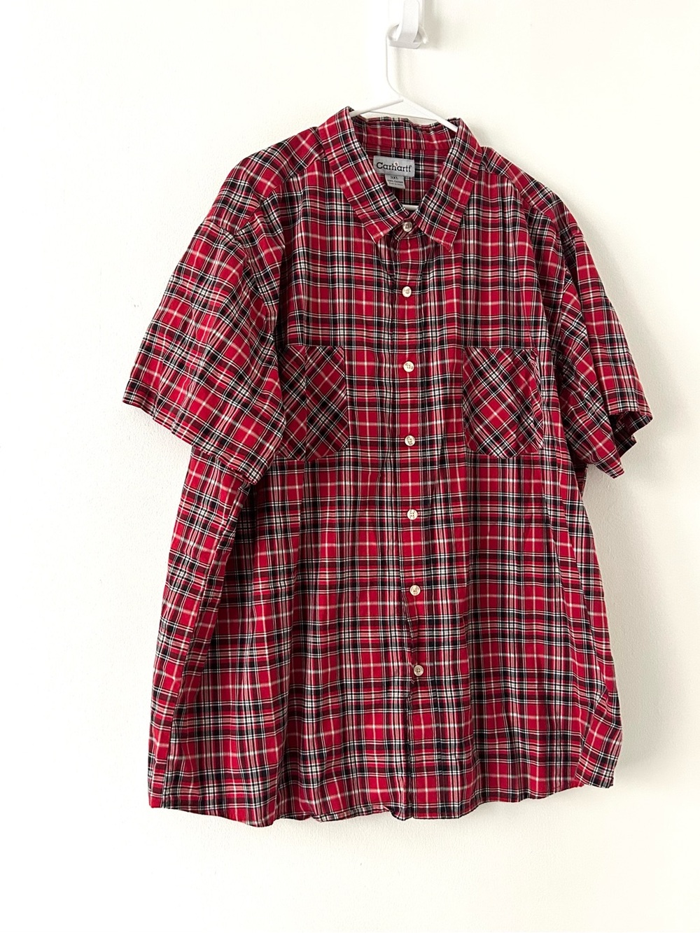 Carhartt Men’s 3XL Regular S245 Red Plaid Short Sleeve Button Up Shirt